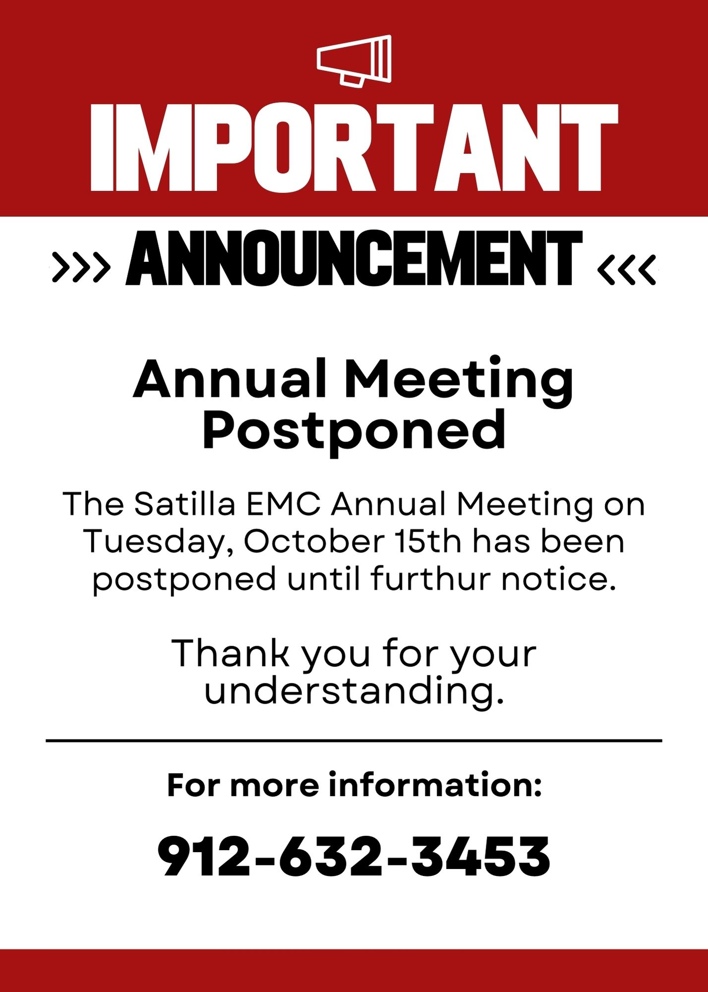 Photo for Annual Meeting Postponed